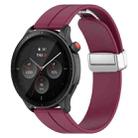 For Amazfit GTR 4 Magnetic Fold Clasp Silver Buckle Silicone Watch Band(Wine Red) - 1