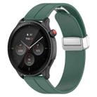 For Amazfit GTR 4 Magnetic Fold Clasp Silver Buckle Silicone Watch Band(Dark Green) - 1