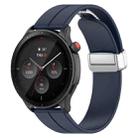 For Amazfit GTR 4 Magnetic Fold Clasp Silver Buckle Silicone Watch Band(Midnight Blue) - 1