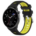 For Amazfit GTR Mini 20mm Cross Texture Two Color Silicone Stainless Steel Buckle Watch Band(Black Lime Green) - 1