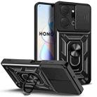 For Honor X7a 5G Sliding Camera Cover Design TPU+PC Phone Case(Black) - 1