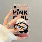 For iPhone 14 Plus Cartoon Glasses Girl Holder Phone Case(Pink) - 1