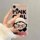 For iPhone 12 Pro Max Cartoon Glasses Girl Holder Phone Case(Pink) - 1