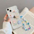 For iPhone 14 Pro Cloud 3D Bear Phone Case with Bracelet(Transparent) - 1