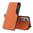 For Xiaomi Redmi Note 12 Pro+ 5G Global Side Display Flip Leather Phone Case with Holder(Orange) - 1