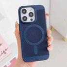 For iPhone 14 Pro Max Grid Cooling MagSafe Magnetic Phone Case(Navy Blue) - 1