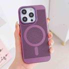 For iPhone 14 Pro Max Grid Cooling MagSafe Magnetic Phone Case(Plum Red) - 1