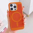 For iPhone 14 Grid Cooling MagSafe Magnetic Phone Case(Orange Yellow) - 1