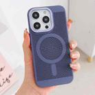 For iPhone 14 Plus Grid Cooling MagSafe Magnetic Phone Case(Grey Blue) - 1