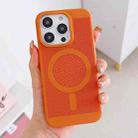 For iPhone 12 Grid Cooling MagSafe Magnetic Phone Case(Orange Yellow) - 1