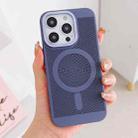 For iPhone 12 Grid Cooling MagSafe Magnetic Phone Case(Grey Blue) - 1