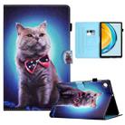For Huawei Matepad SE 10.4 2022 Colored Drawing Stitching Flip Leather Tablet Case(Bow Tie Cat) - 1