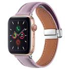 Folding Buckle Genuine Leather Watch Band For Apple Watch Ultra 49mm / Series 8&7 45mm / SE 2&6&SE&5&4 44mm / 3&2&1 42mm(Purple) - 1