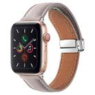Folding Buckle Genuine Leather Watch Band For Apple Watch Ultra 49mm&Watch Ultra 2 49mm / Series 9&8&7 45mm / SE 3&SE 2&6&SE&5&4 44mm / 3&2&1 42mm(Grey) - 1