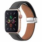 Folding Buckle Genuine Leather Watch Band For Apple Watch Series 8&7 41mm / SE 2&6&SE&5&4 40mm / 3&2&1 38mm(Black) - 1