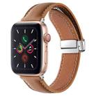 Folding Buckle Genuine Leather Watch Band For Apple Watch Series 8&7 41mm / SE 2&6&SE&5&4 40mm / 3&2&1 38mm(Brown) - 1