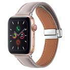 Folding Buckle Genuine Leather Watch Band For Apple Watch Series 8&7 41mm / SE 2&6&SE&5&4 40mm / 3&2&1 38mm(Grey) - 1