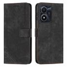 For vivo Y16 / Y02s Skin Feel Stripe Pattern Leather Phone Case with Lanyard(Black) - 2