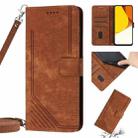 For vivo Y33s / Y21 2021 / Y21s Skin Feel Stripe Pattern Leather Phone Case with Lanyard(Brown) - 1