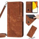 For vivo Y35 4G 2022 / Y22s / Y22 Skin Feel Stripe Pattern Leather Phone Case with Lanyard(Brown) - 1