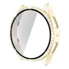 For Samsung Galaxy Watch5 44mm Single Row Diamond PC + Tempered Glass Watch Case(Gold) - 1