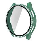 For Samsung Galaxy Watch5 44mm Single Row Diamond PC + Tempered Glass Watch Case(Light Green) - 1