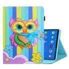 For Lenovo Tab M10 Plus TB-X606F Coloured Drawing Horizontal Flip Leather Case with Holder & Card Slot & Sleep / Wake-up Function(Rainbow Owl) - 1