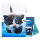 For Lenovo Tab M10 TB-X605F / X505 Coloured Drawing Horizontal Flip Leather Case with Holder & Card Slot(Blue White Cat) - 1