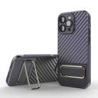 For iPhone 14 Plus Wavy Textured Magsafe Magnetic Phone Case with Lens Film(Purple) - 1