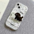 For iPhone 14 Pro Max Airbag Frame Puppy Pattern TPU Holder Phone Case(Transparent) - 1