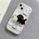 For iPhone 14 Plus Airbag Frame Puppy Pattern TPU Holder Phone Case(Transparent) - 1