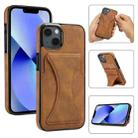 For iPhone 14 Ultra-thin Shockproof Phone Protective Case with Holder(Brown) - 1