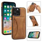 For iPhone 14 Pro Ultra-thin Shockproof Phone Protective Case with Holder(Brown) - 1