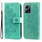 For Xiaomi Redmi Note 12 4G Global 7-petal Flowers Embossing Leather Phone Case(Green) - 1