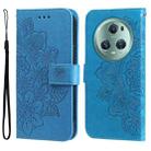 For Honor Magic5 Pro 7-petal Flowers Embossing Leather Phone Case(Blue) - 1