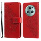 For Honor Magic5 Pro 7-petal Flowers Embossing Leather Phone Case(Red) - 1