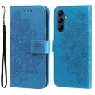 For Samsung Galaxy M14 5G 7-petal Flowers Embossing Leather Phone Case(Blue) - 1
