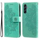 For Samsung Galaxy M14 5G 7-petal Flowers Embossing Leather Phone Case(Green) - 1