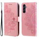 For Samsung Galaxy M14 5G 7-petal Flowers Embossing Leather Phone Case(Rose Gold) - 1