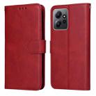 For Xiaomi Redmi Note 12 4G Global Classic Calf Texture Flip Leather Phone Case(Red) - 1