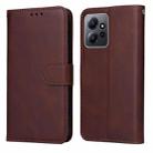 For Xiaomi Redmi Note 12 4G Global Classic Calf Texture Flip Leather Phone Case(Brown) - 1
