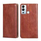 For Infinix Hot 12i Gloss Oil Solid Color Magnetic Leather Phone Case(Brown) - 1