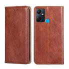 For Infinix Smart 6 plus Gloss Oil Solid Color Magnetic Leather Phone Case(Brown) - 1