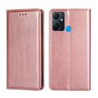 For Infinix Smart 6 plus Gloss Oil Solid Color Magnetic Leather Phone Case(Rose Gold) - 1
