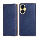 For Realme C55 4G Gloss Oil Solid Color Magnetic Leather Phone Case(Blue) - 1