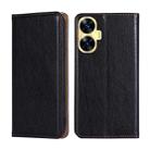 For Realme C55 4G Gloss Oil Solid Color Magnetic Leather Phone Case(Black) - 1