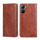 For Realme V30 5G / V30T Gloss Oil Solid Color Magnetic Leather Phone Case(Brown) - 1