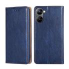 For Realme V30 5G / V30T Gloss Oil Solid Color Magnetic Leather Phone Case(Blue) - 1