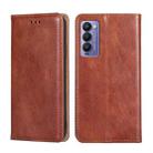 For Tecno Camon 18 / 18P Gloss Oil Solid Color Magnetic Leather Phone Case(Brown) - 1