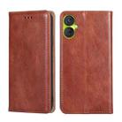 For Tecno Spark 9 Pro Gloss Oil Solid Color Magnetic Leather Phone Case(Brown) - 1